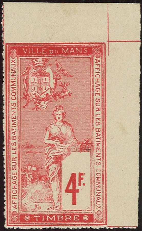 Le Mans Le Mans : Timbres Fiscaux Affiches 1901 : 4Fr dentelé Pont en X & Tram.